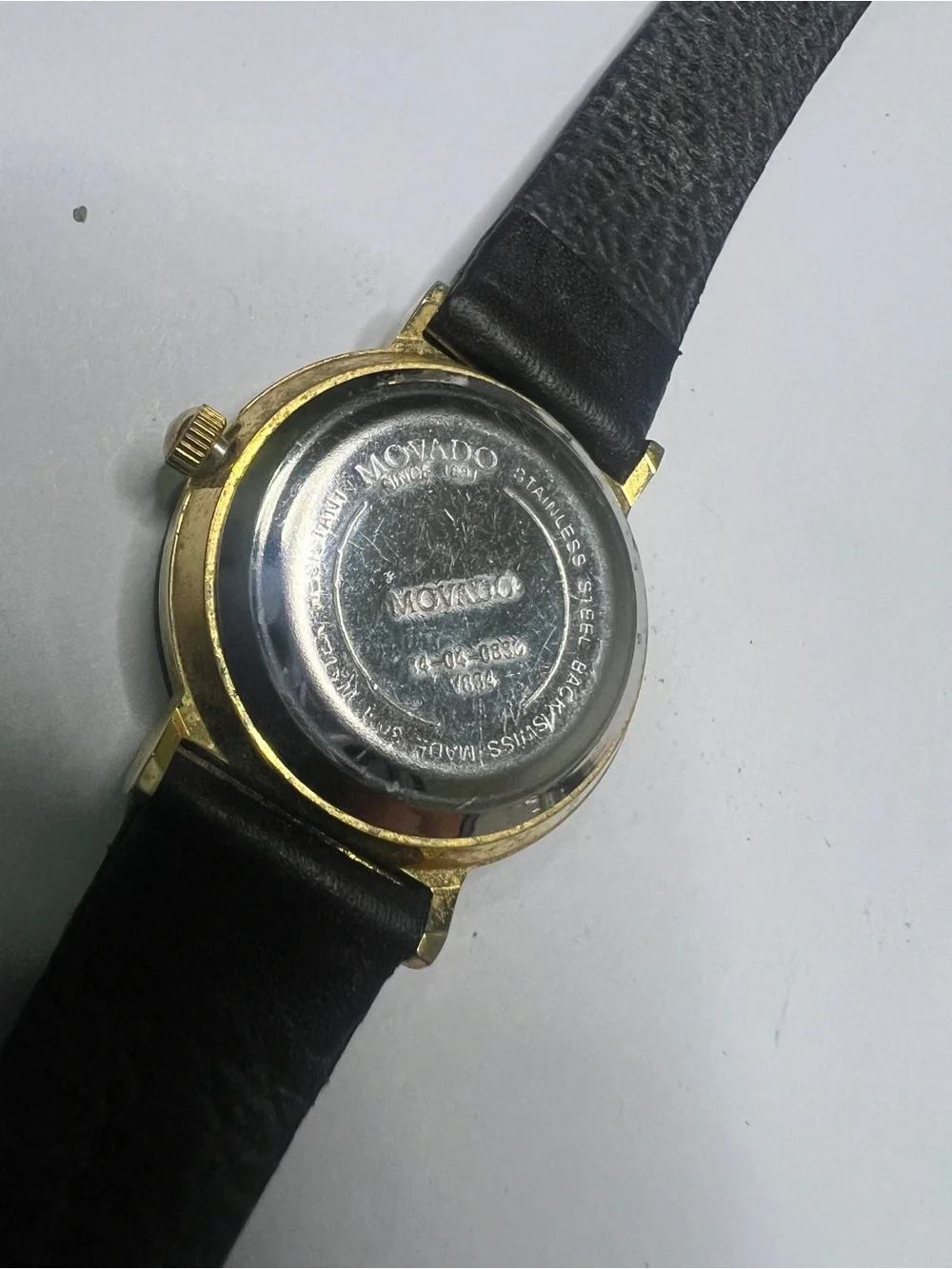 Movado Ladies' Black & Gold Museum Dial Leather Strap Watch
